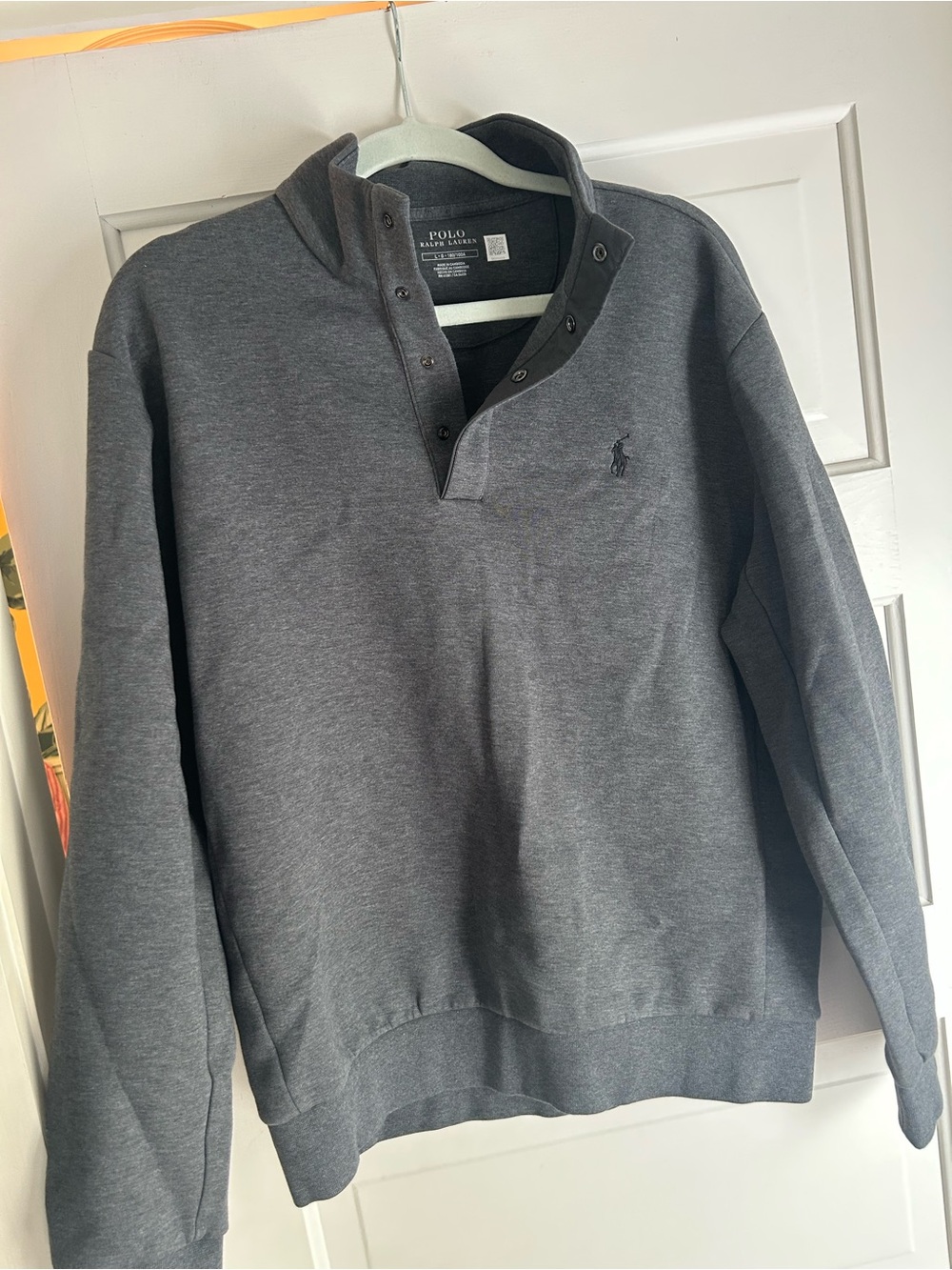 Polo by Ralph Lauren Men's Dark Gray Snap-Button Quarter-Zip Sweater